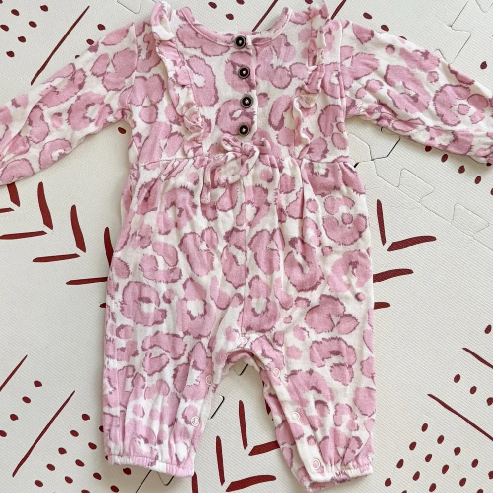 Jessica Simpson Pink Leopard Print Romper - Picture 1 of 8